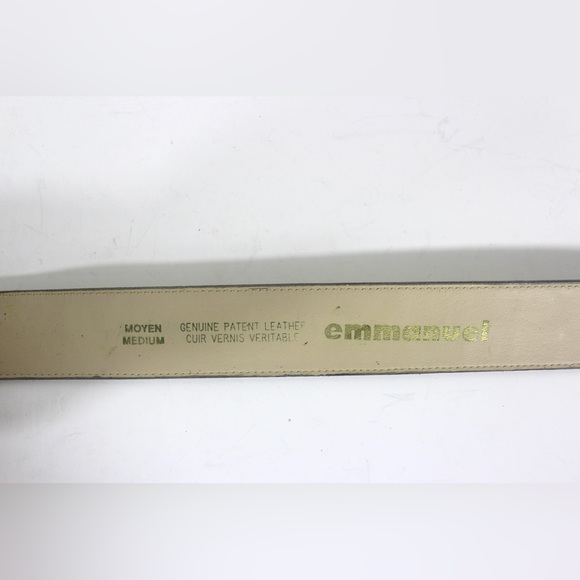 80’s Grey Green Croc Embossed Patent Leather Wide Belt with Self Buckle Vintage - Picture 6 of 7